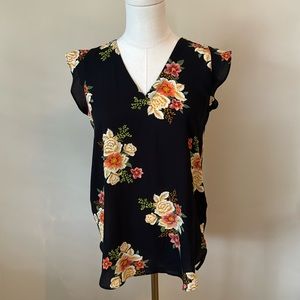 LOFT Floral Short Sleeve Blouse XS